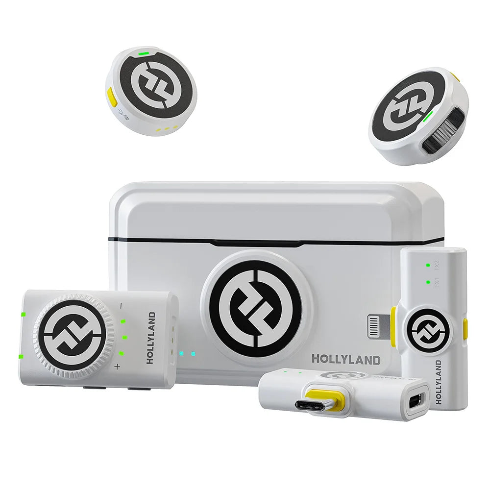Hollyland LARK M2 White Wireless Lavalier Microphone 300M Range for Vlogging 