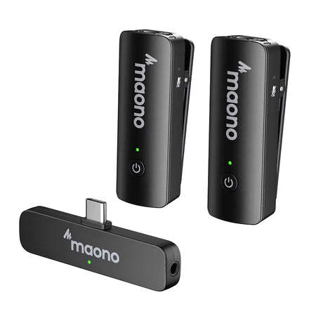 WM600S Wireless Lapel Microphone,Double MIC Transmitter for Mobile.Mini Wireless Mic Kit for Recording. Ideal for Vlogging