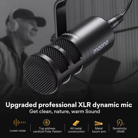 Dynamic XLR PC Microphone All Metall Gaming Broadcast Recording Streaming Works for Audio Interface Sound Card Mixer PD100