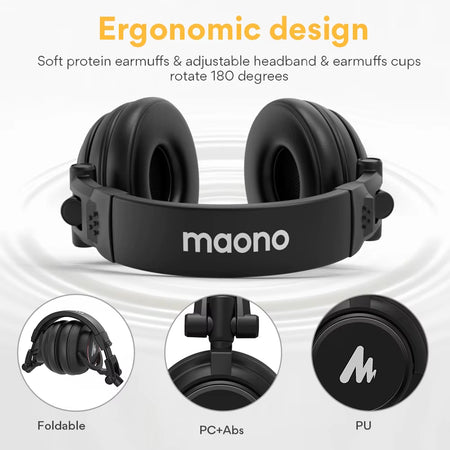 MH601 Professional Studio Monitor Headphones with Detachable Plug & Cable and 50Mm Driver for Dj,Studio,Sound Card