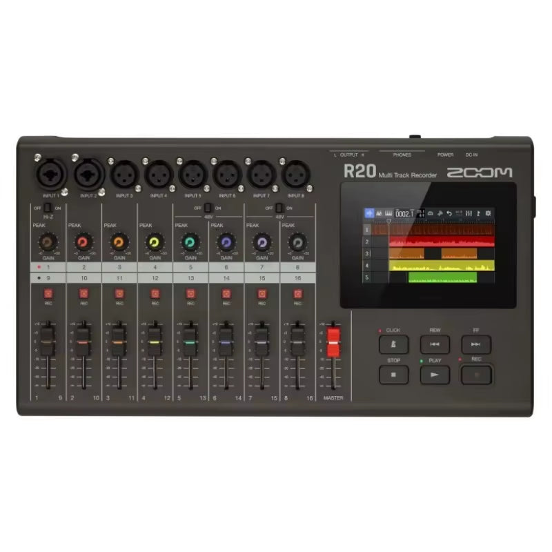 ZOOM R20 MULTI TRACK RECORDER 4.3” Full-Color LCD Touchscreen Display Easy-To-Use Daw-Inspired Interface