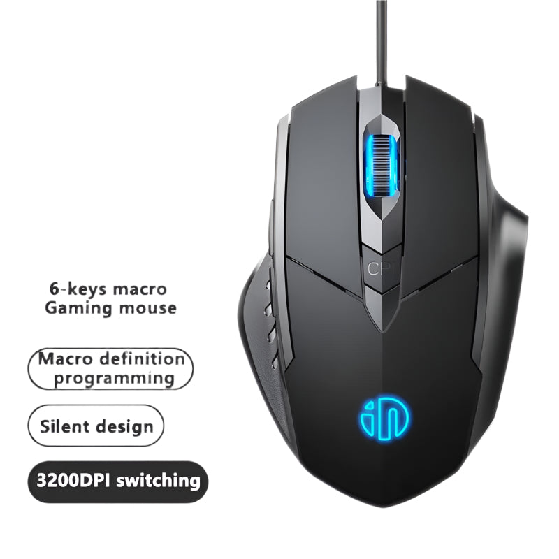 Precision Gaming Mouse - Wired, Silent Click, Macro Support, Adjustable DPI (W1)