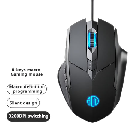 Precision Gaming Mouse - Wired, Silent Click, Macro Support, Adjustable DPI (W1)