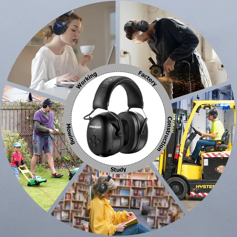 PROHEAR 037 Bluetooth 5.3 Hearing Protection Headphones designed for protecting your hearing in a noisy environment and lets you enjoy clear music & calls without removing your headsets.