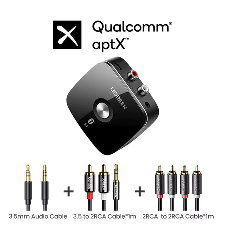 UGREEN Bluetooth RCA Receiver 5.1 Aptx HD 3.5Mm Jack Aux Wireless Adapter 